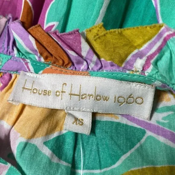 HOUSE OF HARLOW 1960 Tropical Print Ruffled Dress - Picture 7 of 9